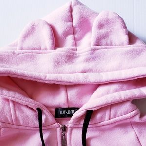 Kawaii Bear ears/hooded sweatshirt, Pink